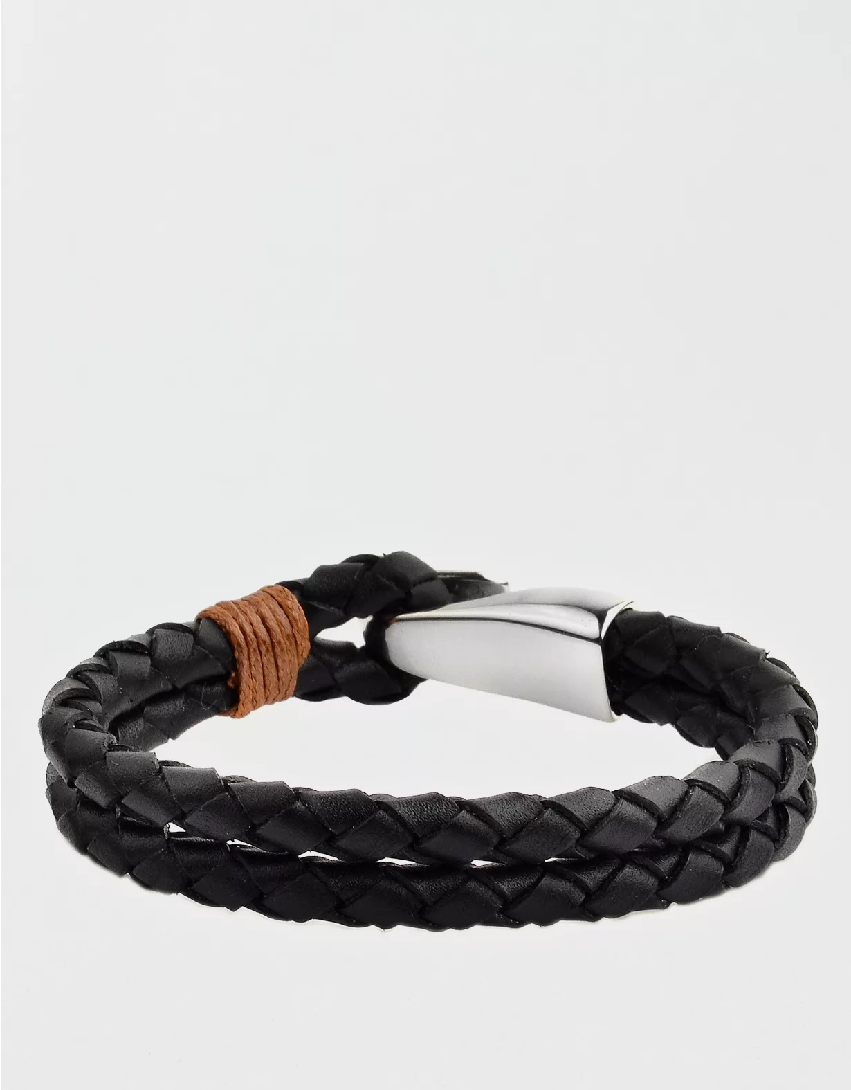 West Coast Jewelry Stainless Steel Braided Leather Bracelet 4 West Coast Jewelry Stainless Steel Braided Leather Bracelet - Image 2