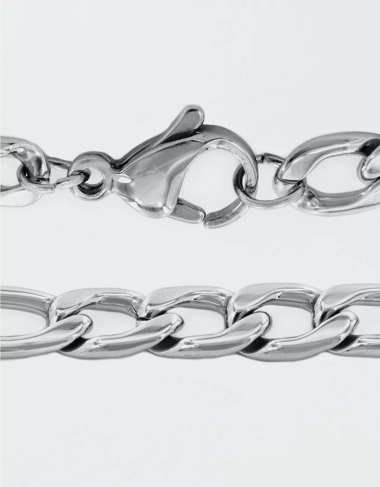 West Coast Jewelry Polished Stainless Steel Figaro Chain Necklace 4 West Coast Jewelry Polished Stainless Steel Figaro Chain Necklace - Image 2
