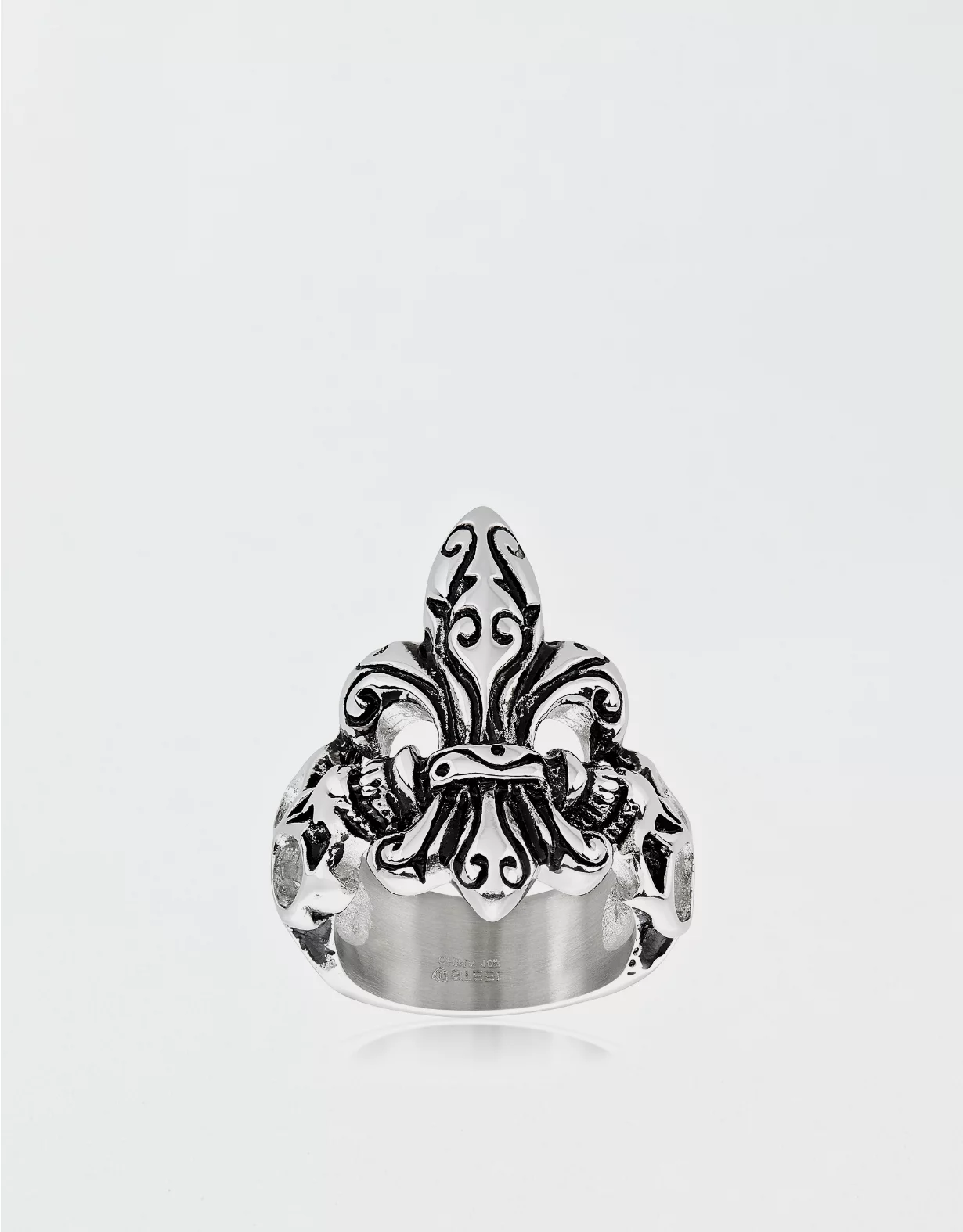 West Coast Jewelry Antique Stainless Steel Fleur De Lis Skull Ring 3 West Coast Jewelry Antique Stainless Steel Fleur De Lis Skull Ring