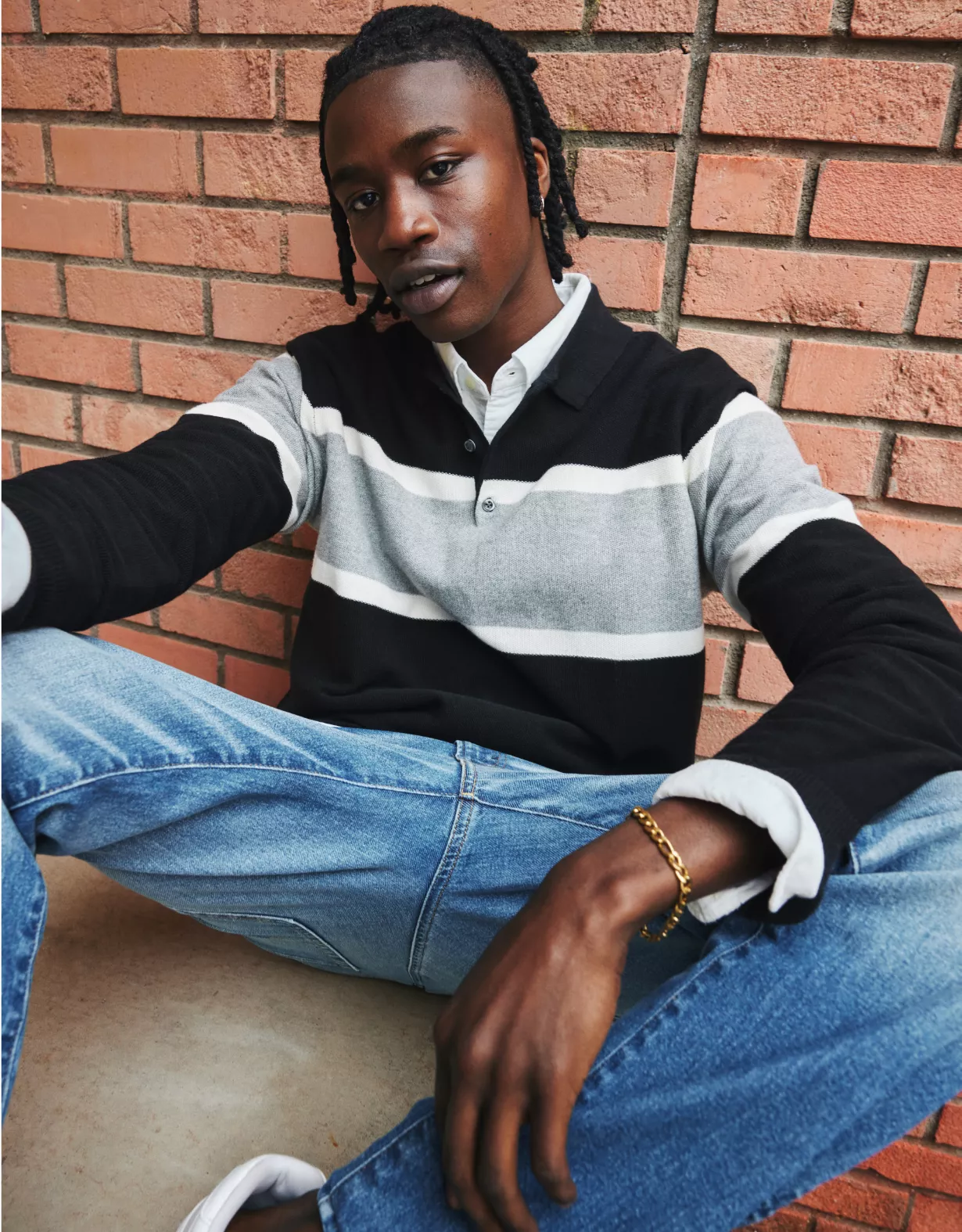 AE Long-Sleeve Striped Sweater Polo 3 AE Long-Sleeve Striped Sweater Polo